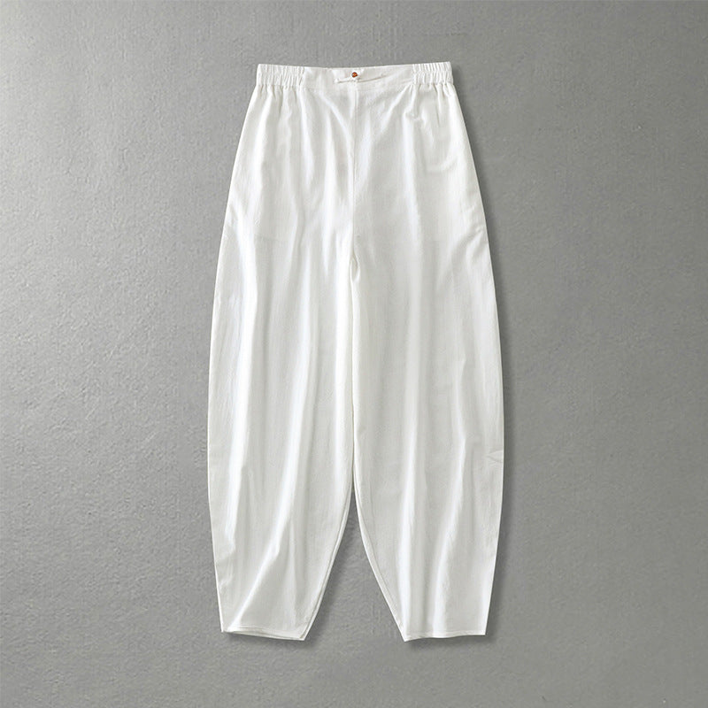 Women Casual Wide Harem Pants with Elastic Waistband and Tapered Ankles Chichicherry