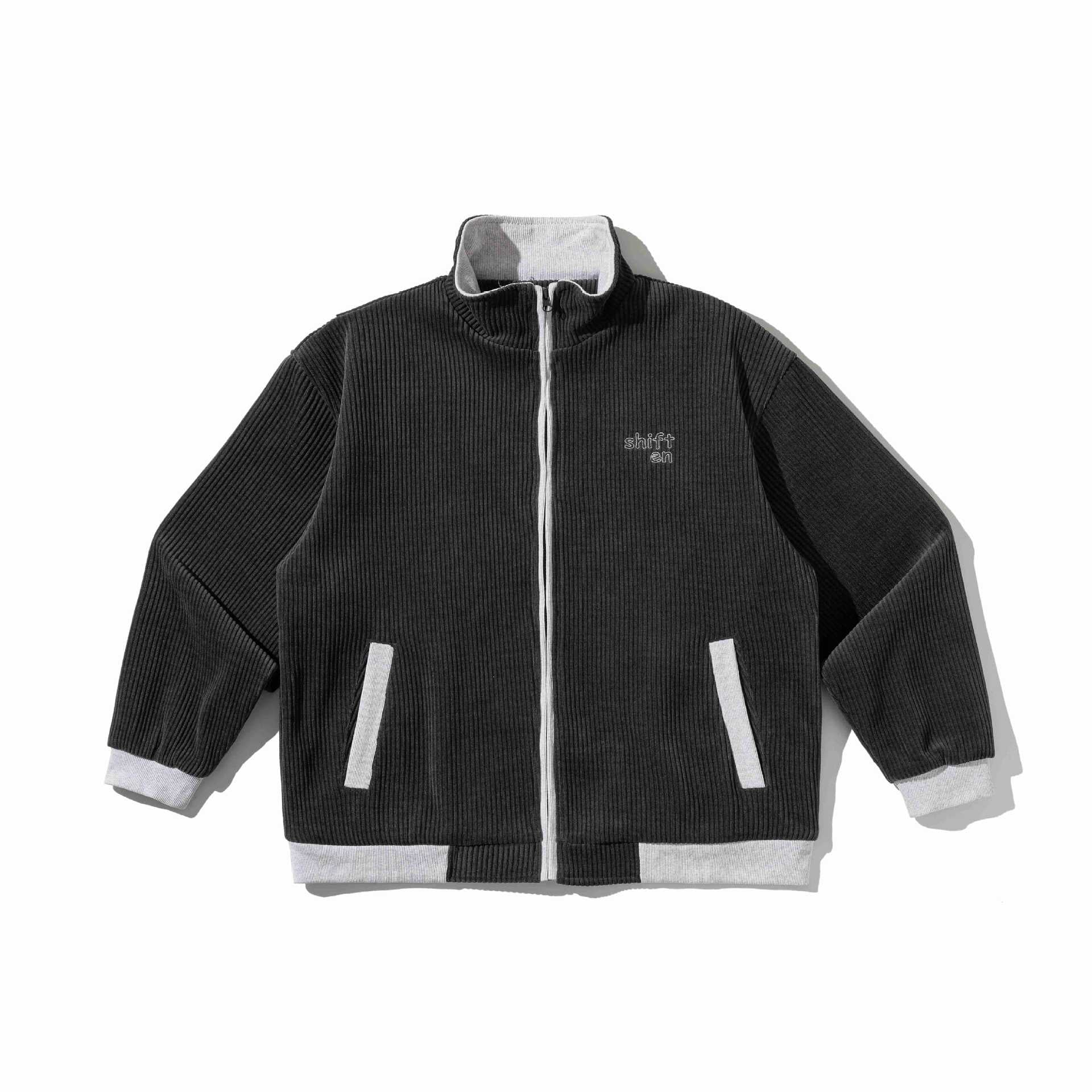 Unisex Short Ribbed Zip Jacket with Stand-up Collar and Contrast Trimmings Chichicherry