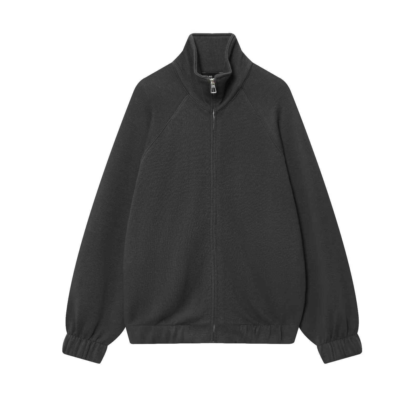 Women's Oversized Zip Sweat Jacket with High Standing Collar and Raglan Sleeves Chichicherry