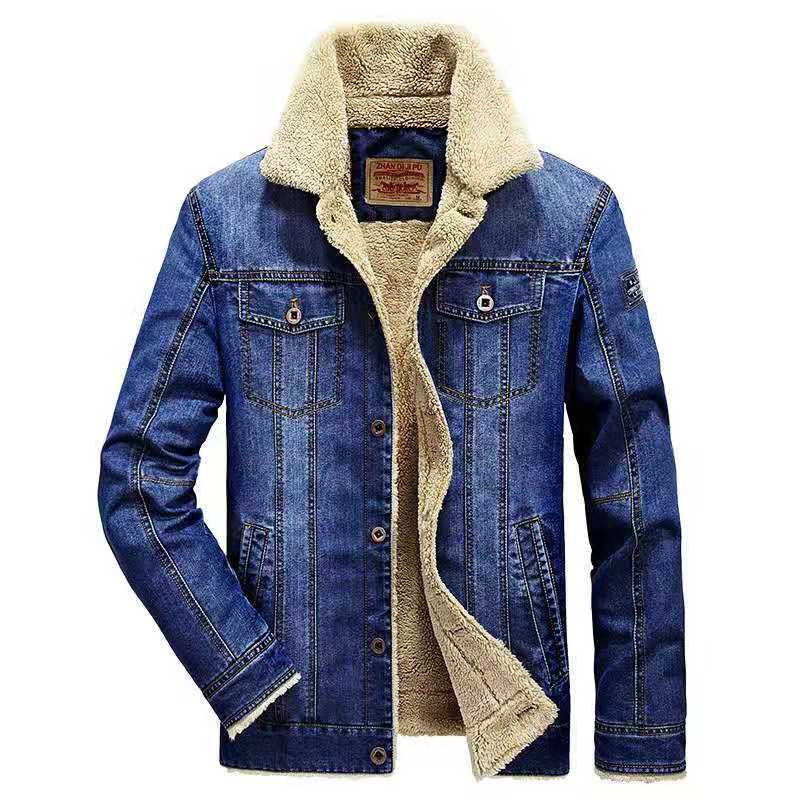 Men's denim jacket with sherpa lining, warming teddy interior and classic shirt collar Chichicherry