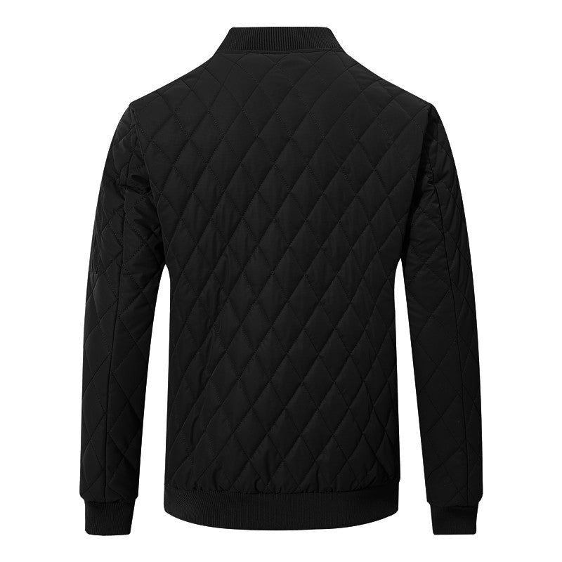 Men's Quilted Bomber Jacket with Diamond Pattern and Arm Pocket Chichicherry