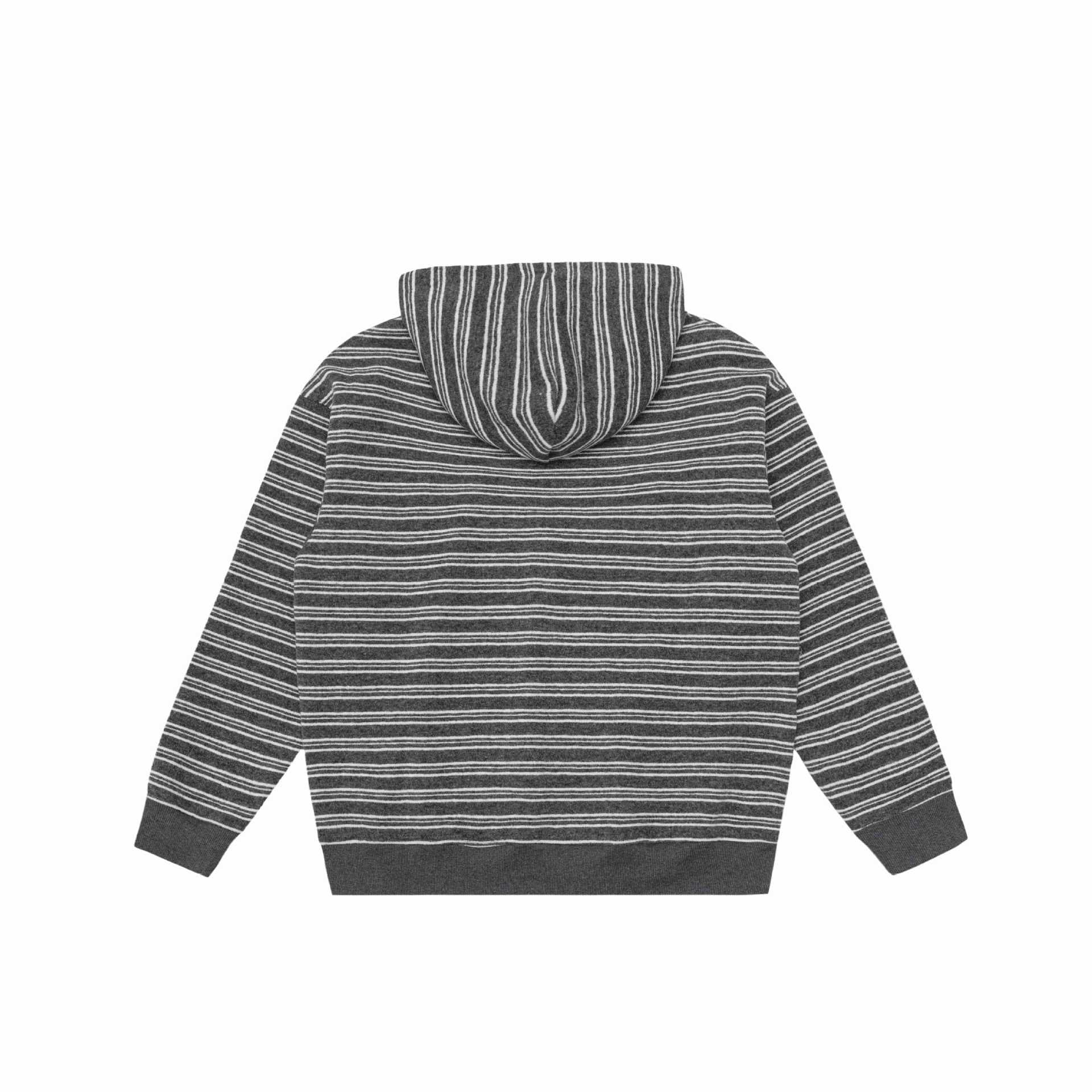 Unisex Striped Hoodie with Half Zipper and Kangaroo Pocket Chichicherry