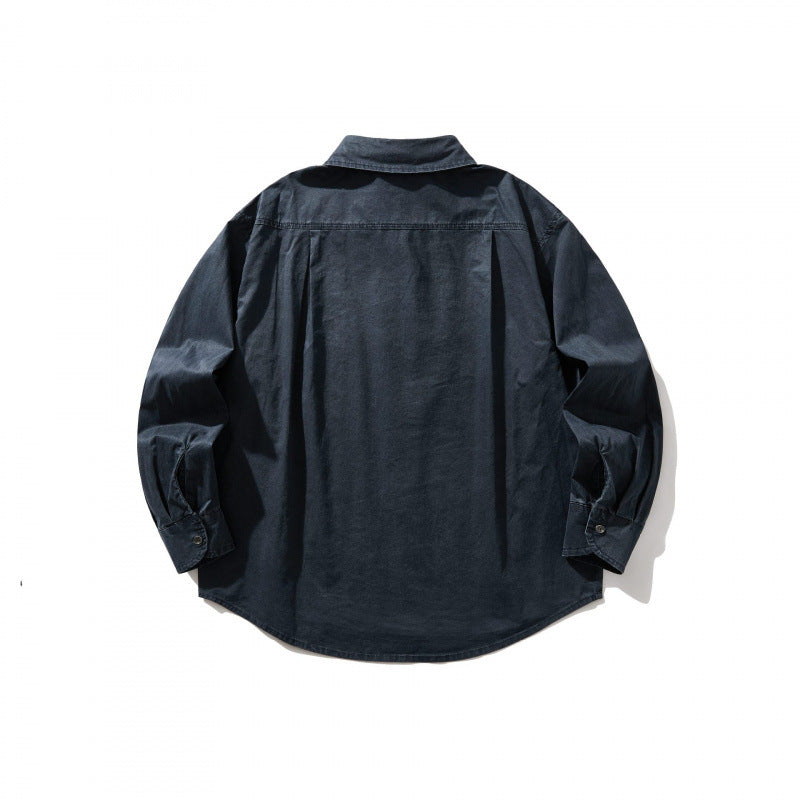 Unisex Oversize-Denim-Shirt Jacket with boxy silhouette, chest pocket and rounded hem Chichicherry