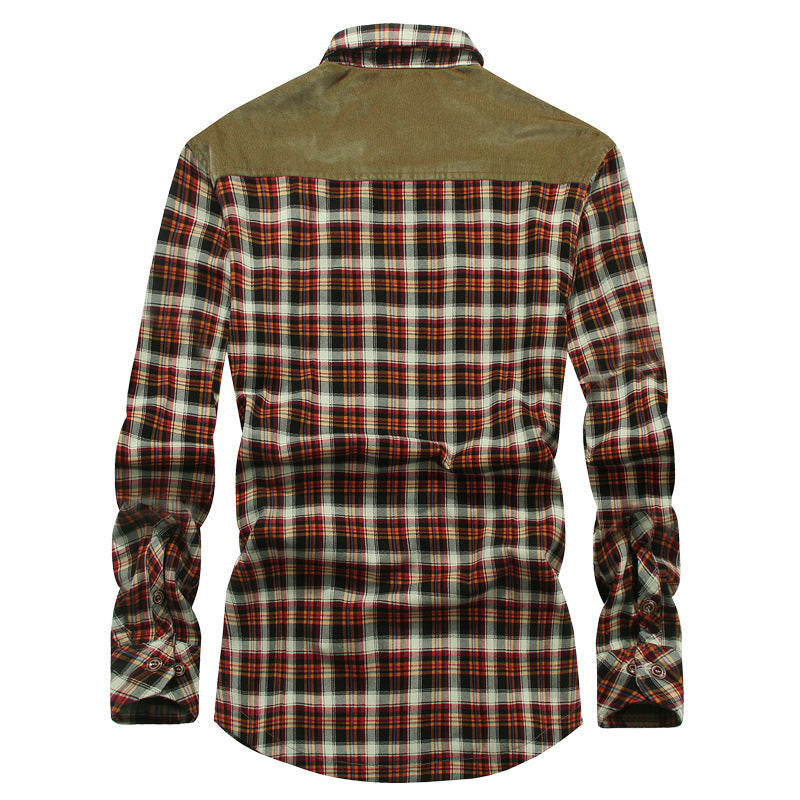 Men's Quilted Check Shirt with Teddy Fleece Lining and Cord Shoulder Yoke Chichicherry