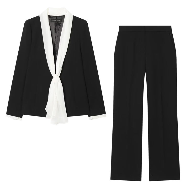 Women's elegant high-waisted wide-leg suit pants with crease Chichicherry