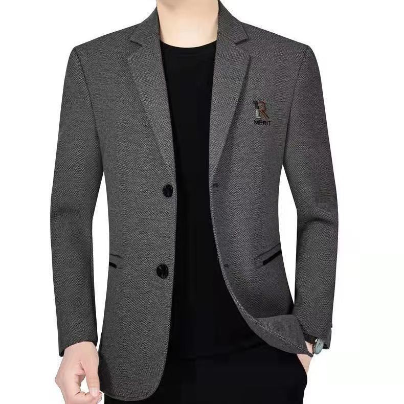 Men's Tailored Structured Blazer in Slim Fit with Logo Embroidery and Light Inner Lining Chichicherry
