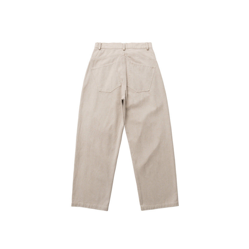 Men's Wide Relaxed-Fit Denim Pants with Paint Splatter, Knee Patches, and High Waist Chichicherry