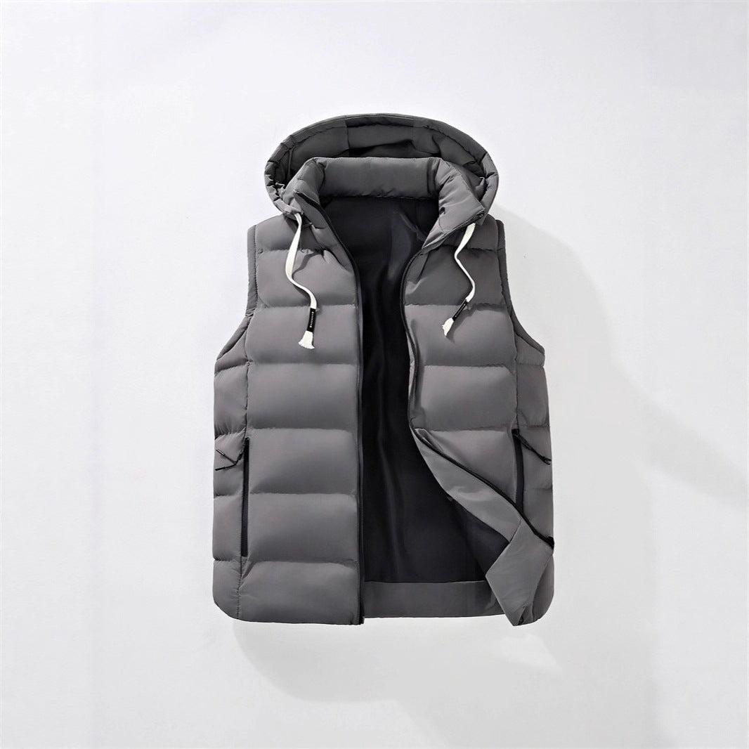 Men's quilted vest with hood, wind-resistant microfiber shell and lightweight thermal insulation Chichicherry