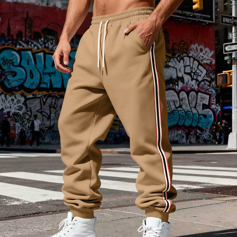 Men's Casual Jogging Pants with Side Contrast Stripes, Elastic Waistband and Cuffs Chichicherry