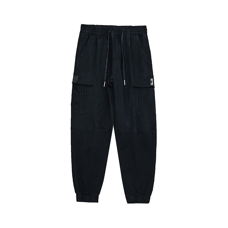 Men's cargo pants in urban utility style with elastic waistband and cuffs
