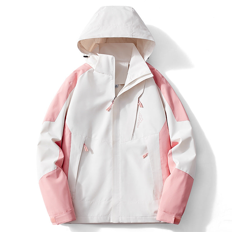 Men's Colorblock Softshell Trekker Jacket with Hood, Concealed Zippers and Side Pockets Chichicherry