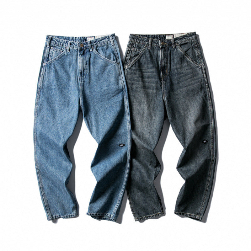 Men's Wide Baggy Jeans made of robust denim with a high waist and used wash Chichicherry