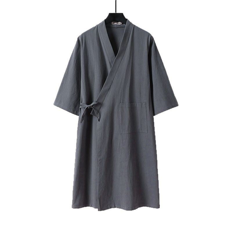 Unisex Oversize Kimono Coat made of cotton blend with tie belt and three-quarter sleeves Chichicherry