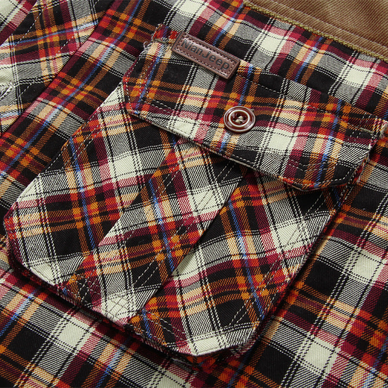 Men's Quilted Check Shirt with Teddy Fleece Lining and Cord Shoulder Yoke Chichicherry