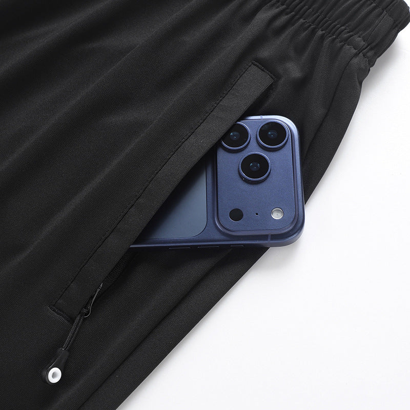 Men's Slim-Fit Sportive Jogging Pants with Elastic Waistband and Zipper Pockets Chichicherry