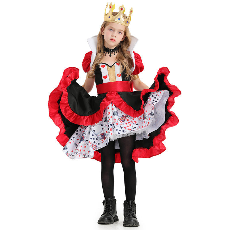 Girl's costume as royal Heart Lady with ruffles and detailed accessories Chichicherry
