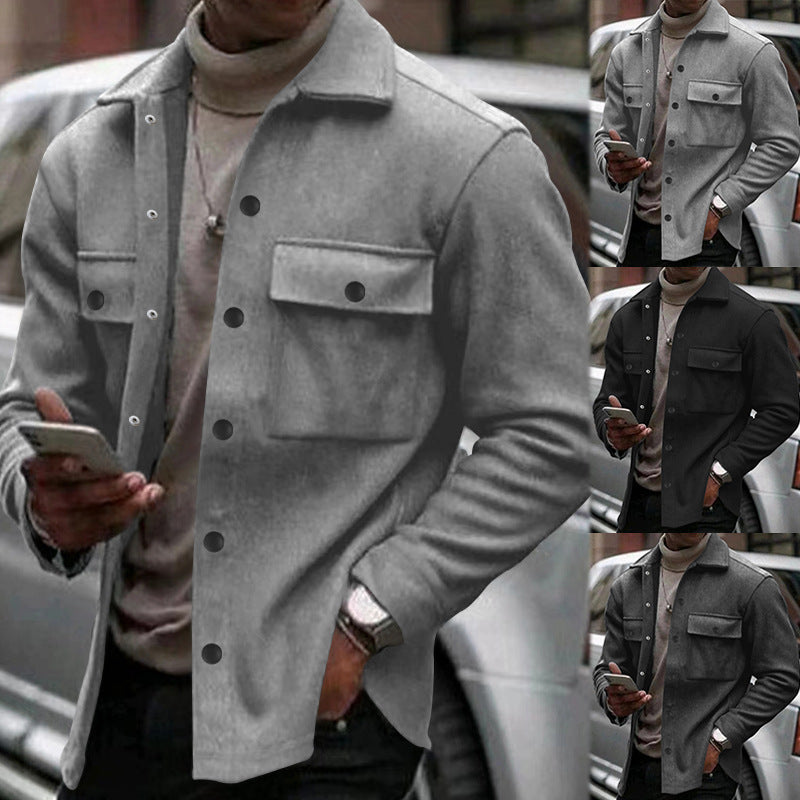 Men's Overshirt-Jacket in Shacket Style with Patch Chest Pockets Chichicherry