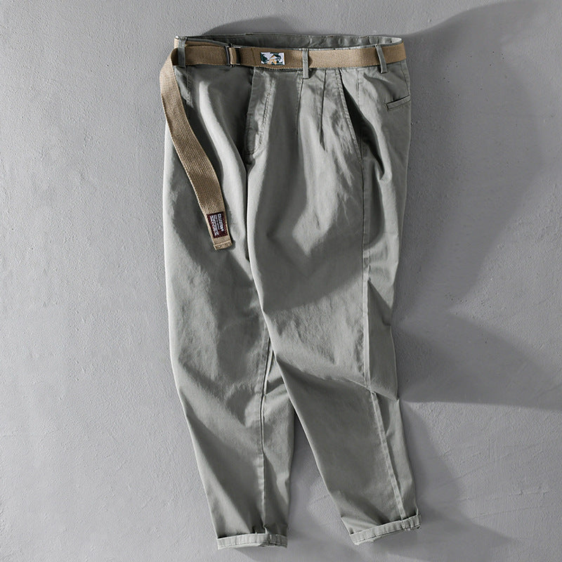 Men's cotton chino with woven belt and tapered leg Chichicherry