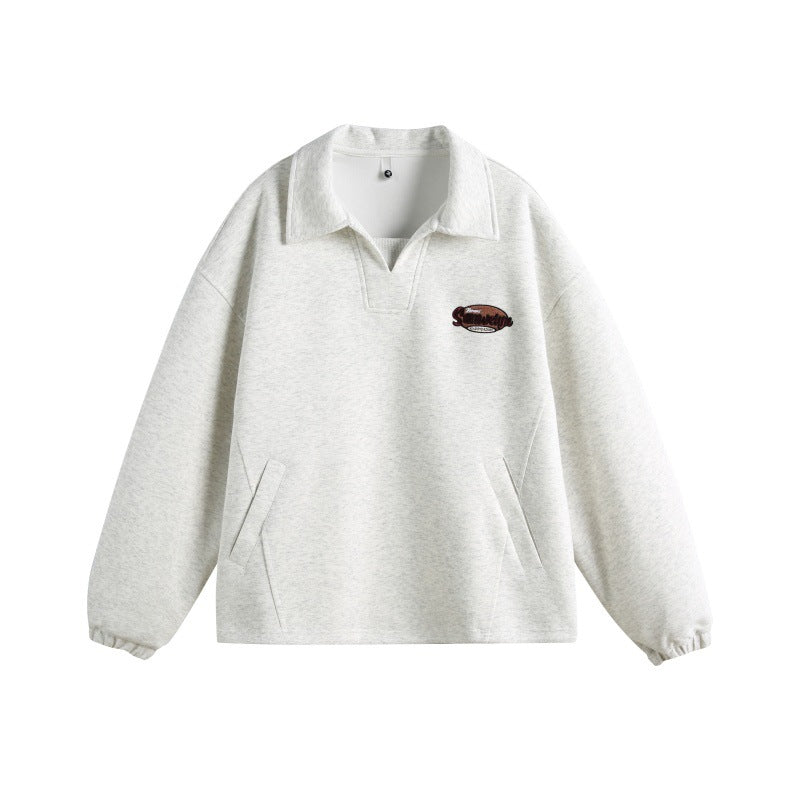 Unisex Casual Polo Sweatshirt with open Kent collar, Oversized cut and front pockets Chichicherry