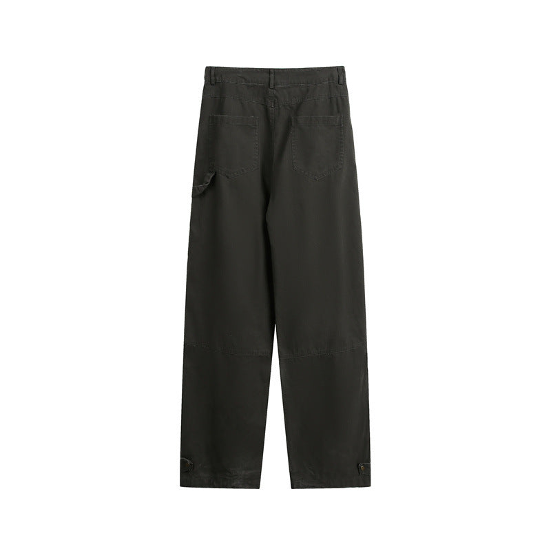 Women Wide High-Waist Cargo Pants with Multifunctional Pockets and Adjustable Hem Chichicherry