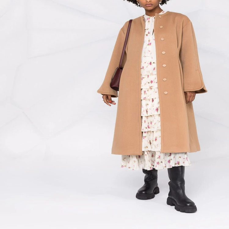 Women's wool blend kimono coat with belted waist and concealed button placket Chichicherry