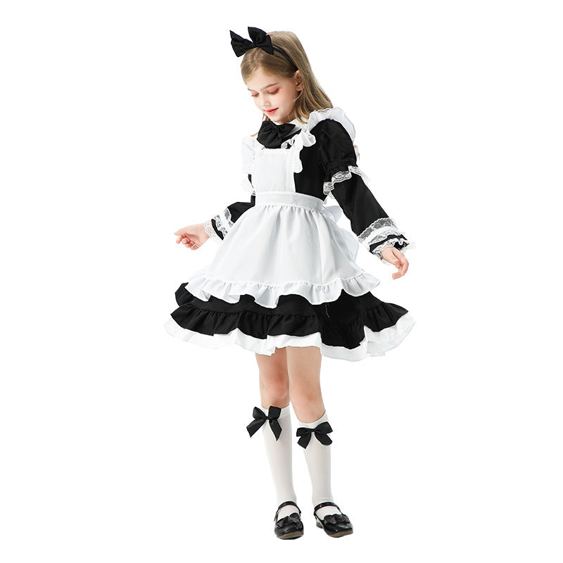 Girl's playful maid dress with ruffle details Chichicherry