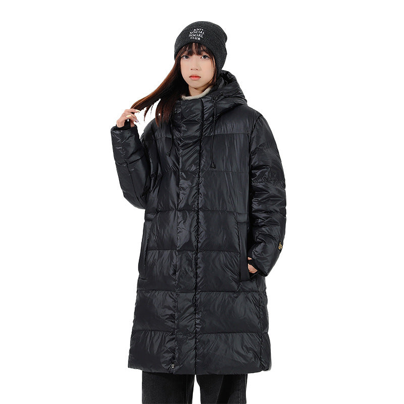 Men's longer quilted thermal down coat with hood and windproof outer shell Chichicherry