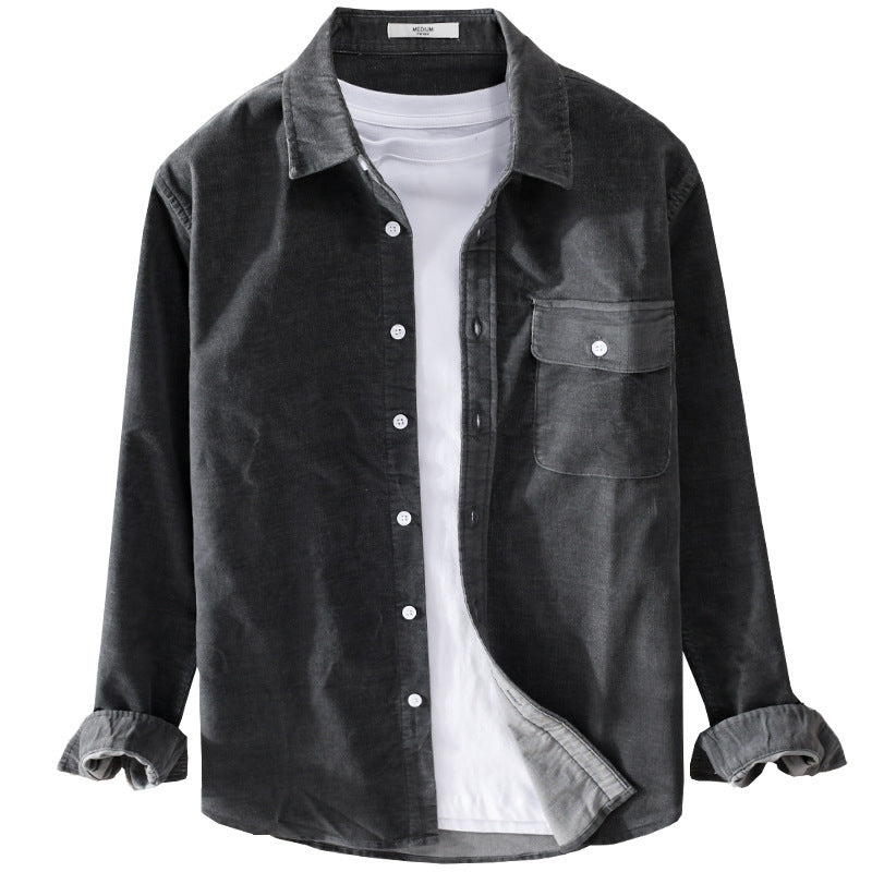 Men's cord overshirt with chest pocket, relaxed fit and full button placket Chichicherry