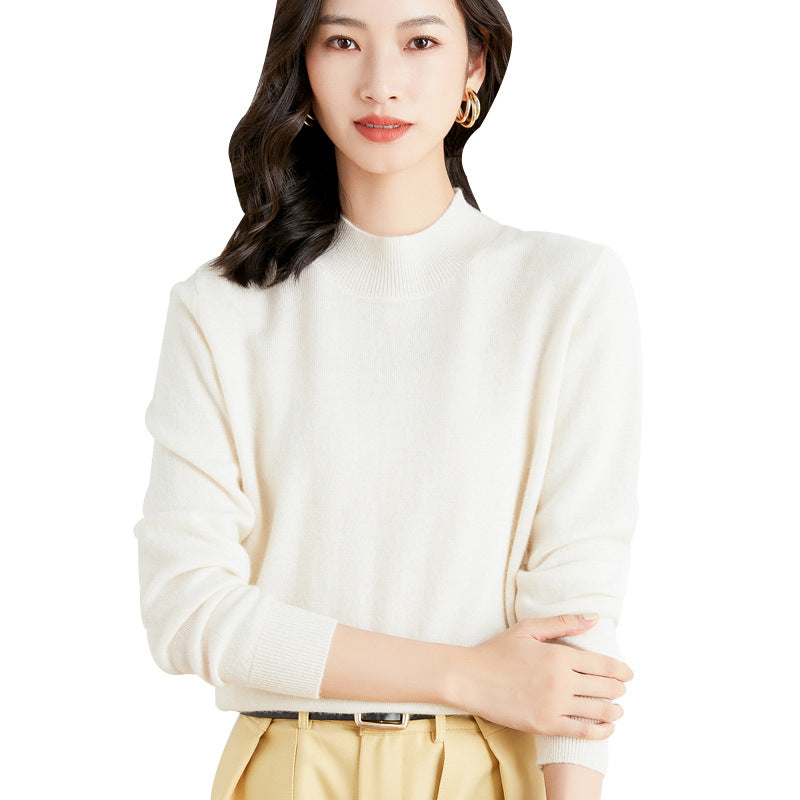 Women’s Short Turtle Neck Fine Knit Sweater with Light Mohair Effect Chichicherry