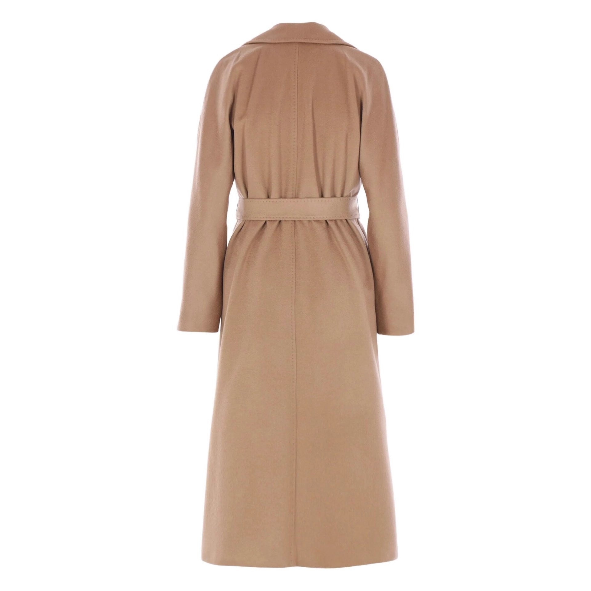 Women Elegant Wrap Coat made of Wool Blend with Wide Lapel and Waist Belt Chichicherry