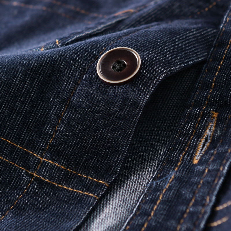 Men's Structured Denim Twill Overshirt Jacket with Large Patch Pockets Chichicherry