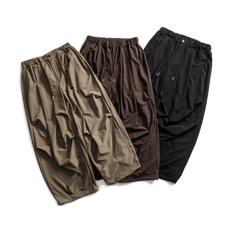 Unisex Wide Harem Pants with Drapes, Elastic Waistband and Drawstring Chichicherry