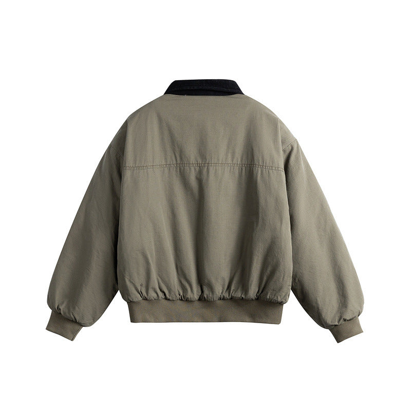 Men's short-cut utility blouson jacket with cord collar and patch pockets Chichicherry