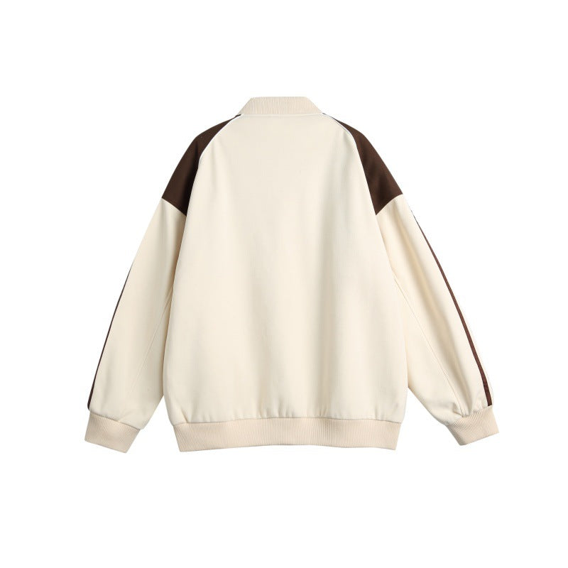 Men's Sporty College Bomber Jacket with Stand-Up Collar, Raglan Sleeves and Contrasting Piping Chichicherry