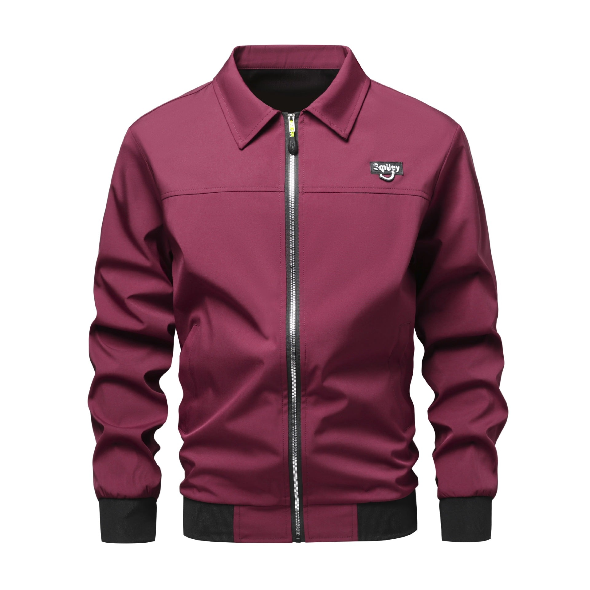 Men's Collar-Zip Blouson made of softshell with ribbed cuffs & Smiley patch Chichicherry