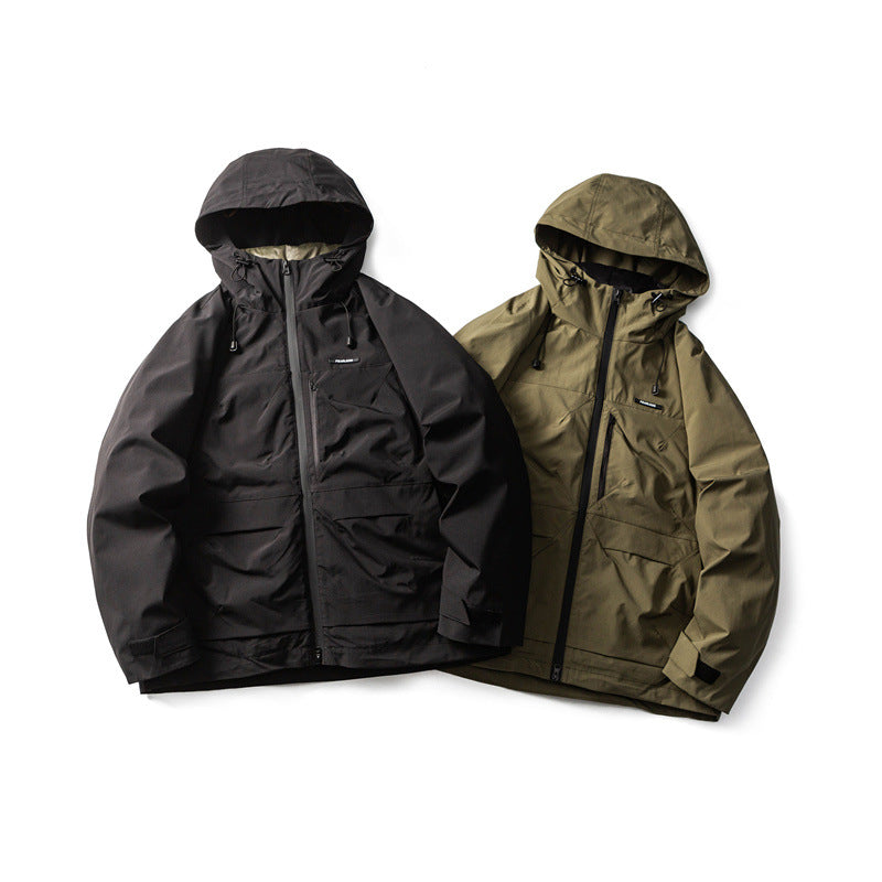 Men's Functional Outdoor Softshell Jacket with Hood and Multiple Pockets Chichicherry