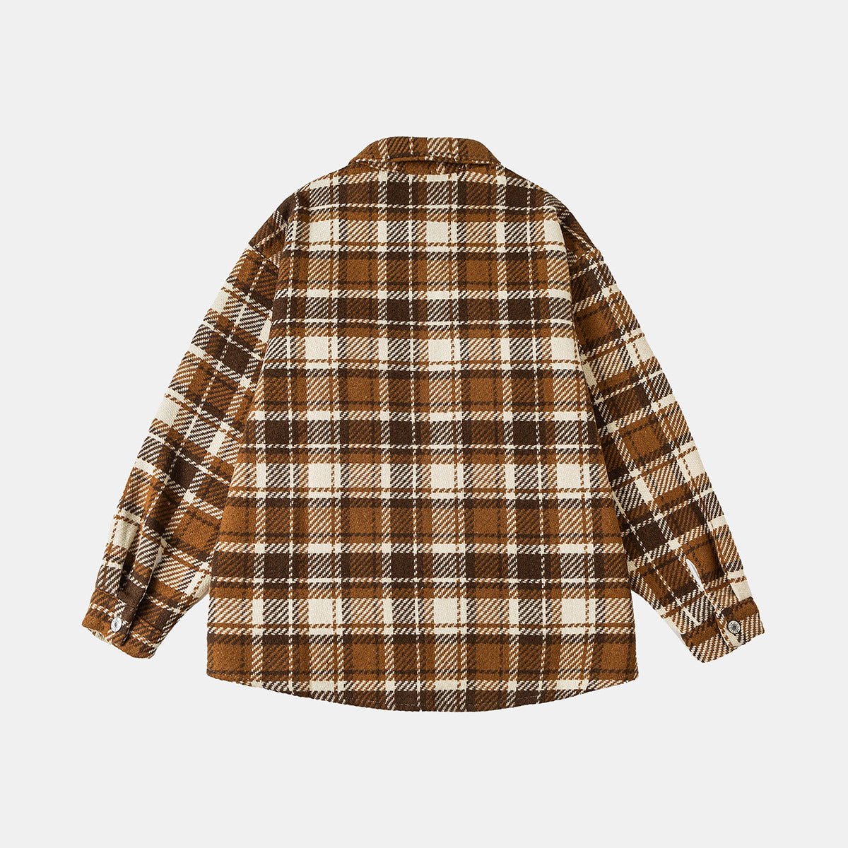 Unisex Checked Overshirt Jacket in Shacket Style with Patched Chest Pockets and Relaxed Oversized Fit Chichicherry