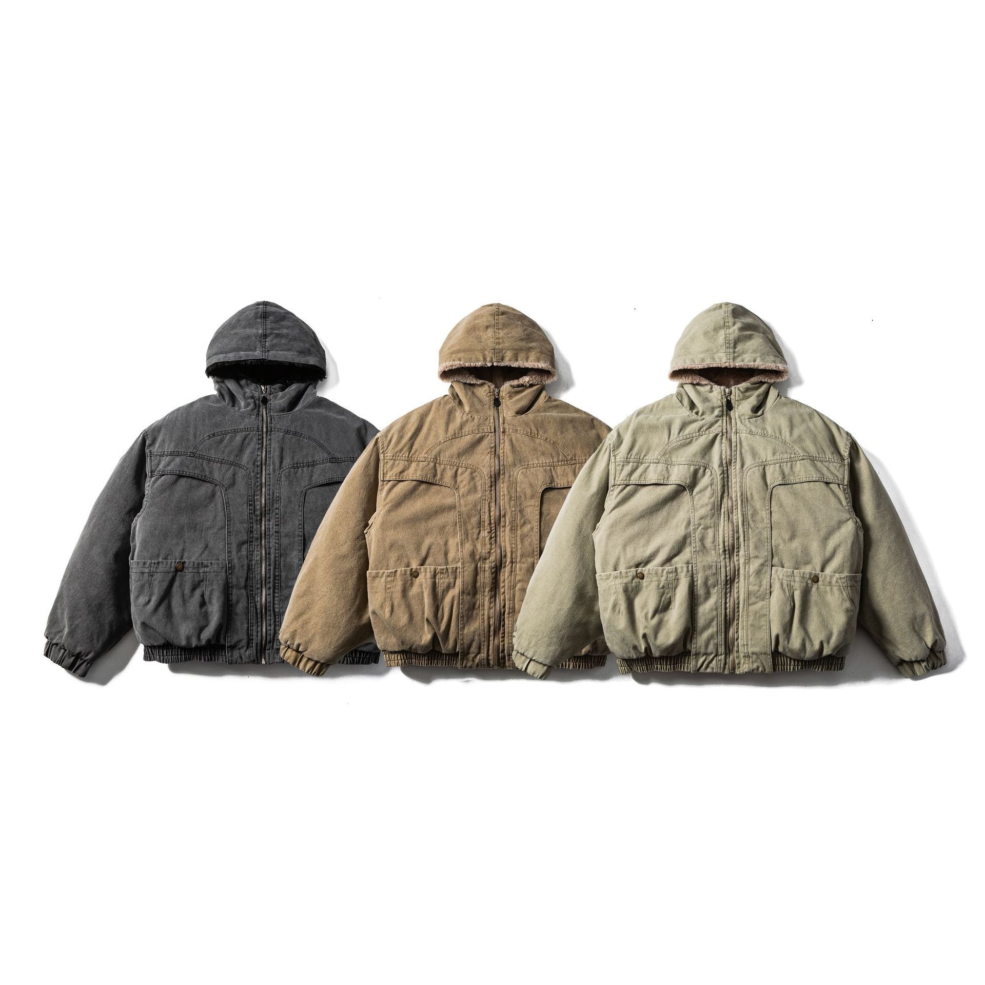 Men's Robust Hooded Field Jacket with Teddy Lining and Utility Pockets Chichicherry