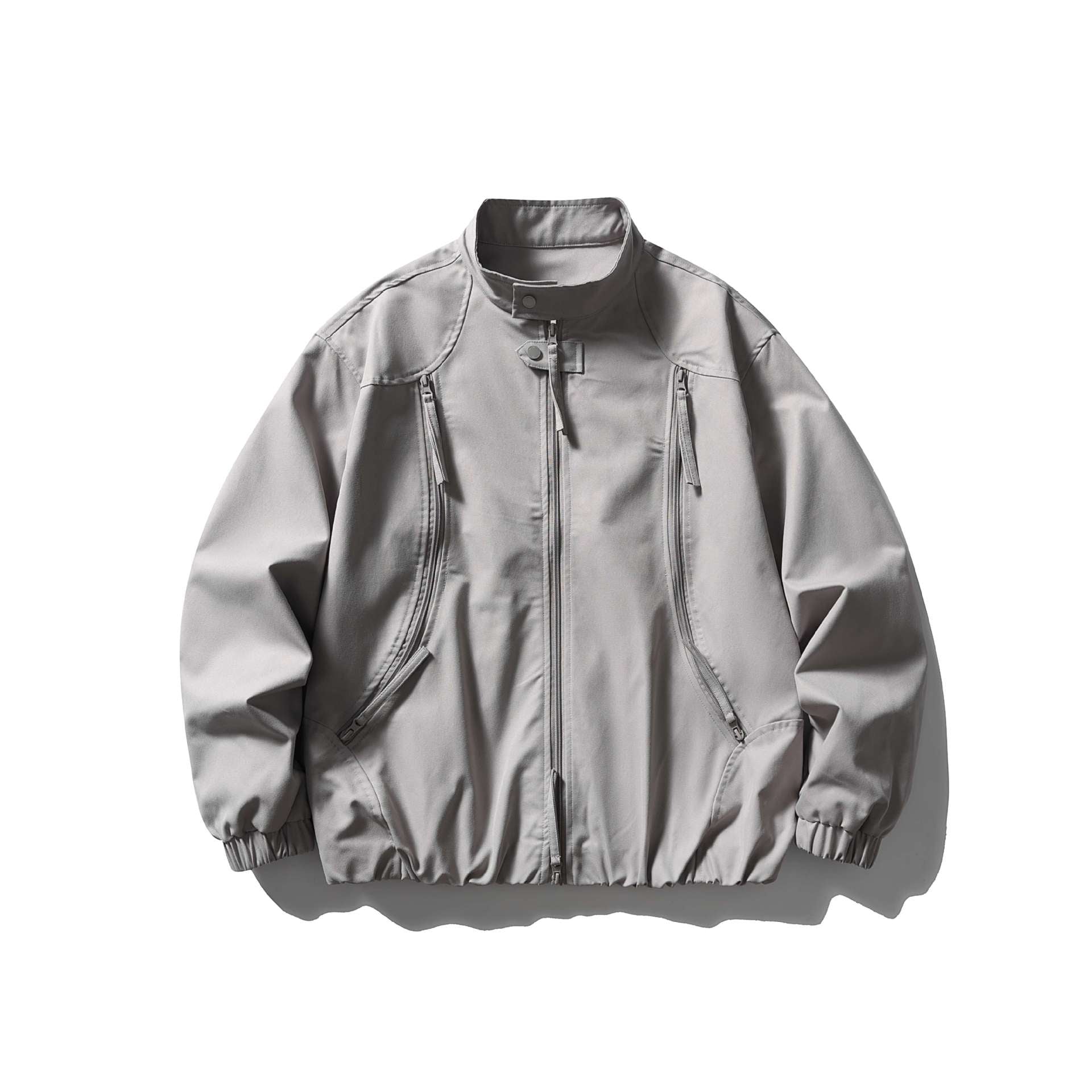 Men's Lightweight Utility Bomber Jacket with Stand-Up Collar Chichicherry