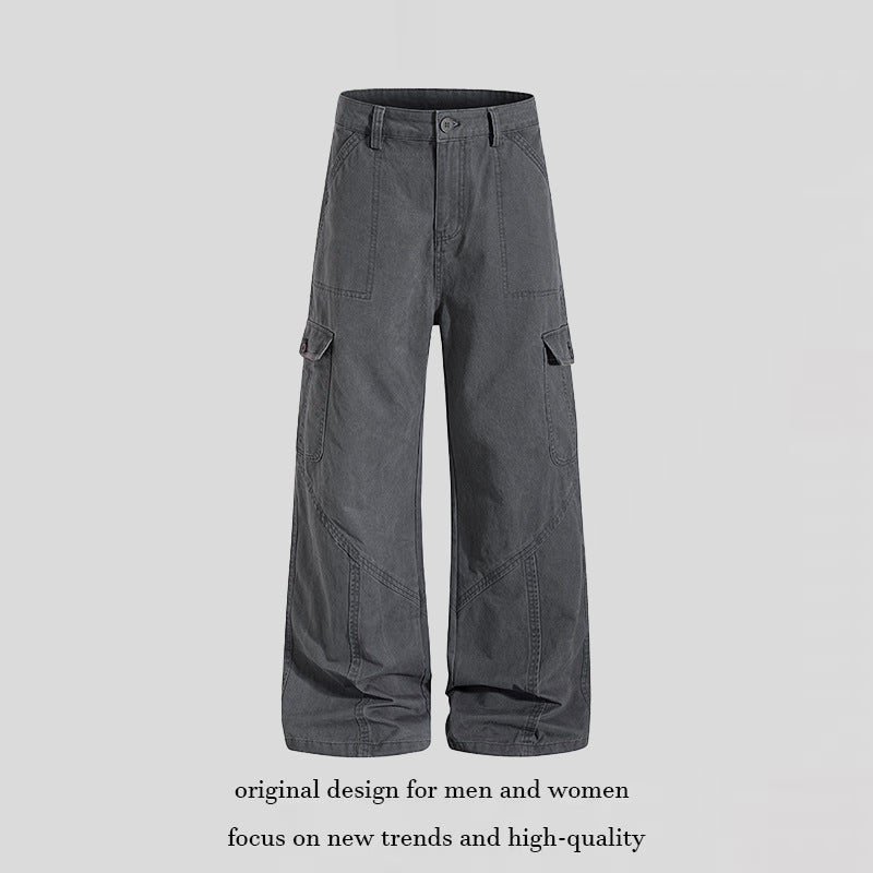 Women Wide Cargo Pants made of Cotton Blend with High Waist and Multifunction Pockets Chichicherry
