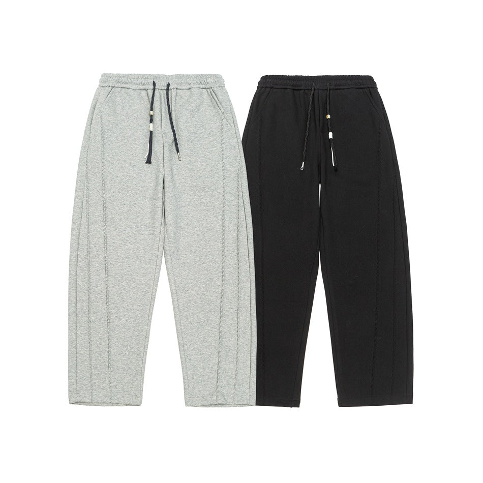 Women's Wide High-Waist Jogging Pants with Decorative Seams and Drawstring Chichicherry