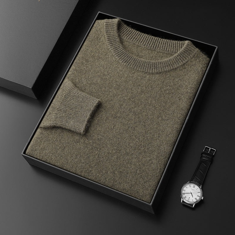 Men's Round Neck Pullover in Cashmere Look with Extra Soft Pile and Gift Box Chichicherry