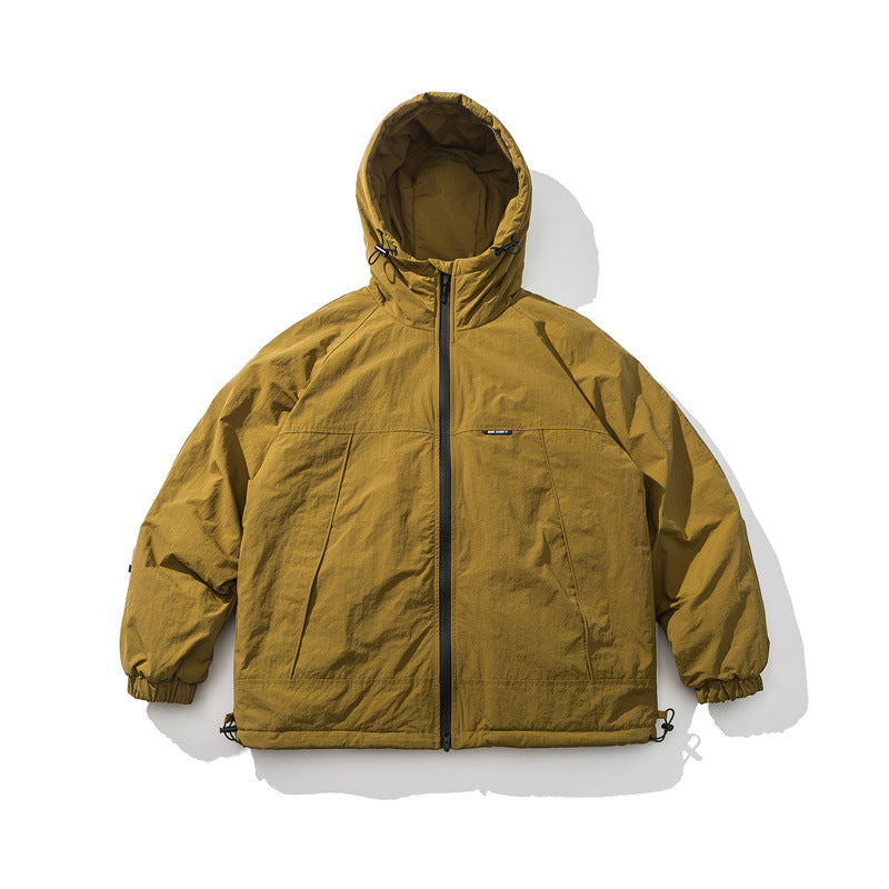 Unisex Lightweight Boxy Insulation Jacket with Hood and Adjustable Hem Chichicherry