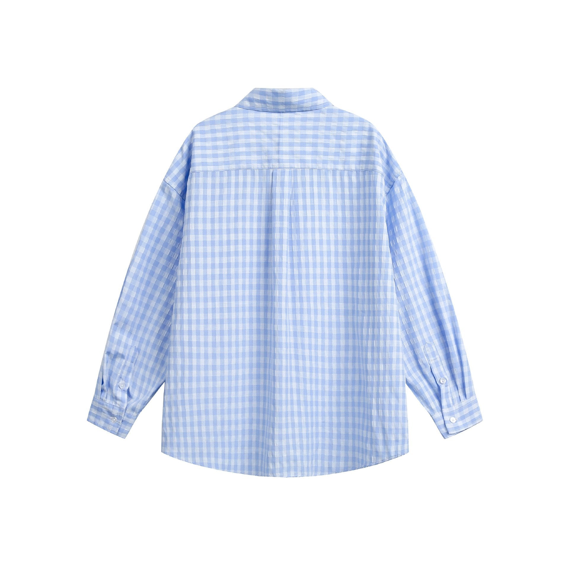 Women's Oversize Check Shirt with Boxy Silhouette, Kent Collar and Chest Pocket Chichicherry