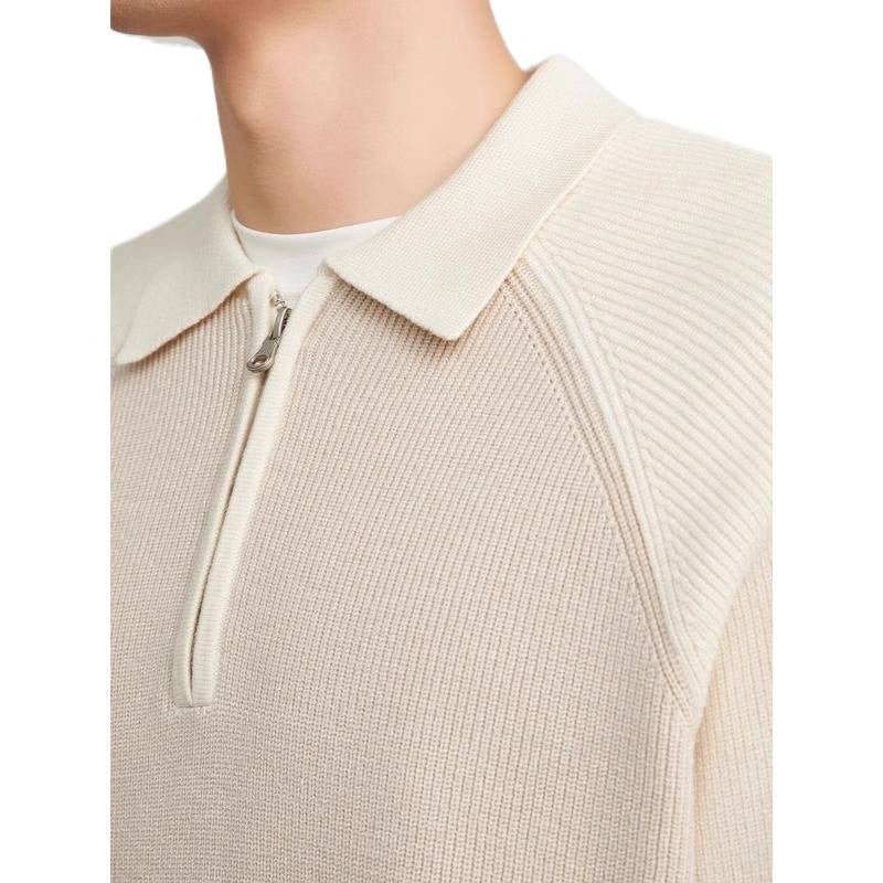 Herren Feinstrick-Halbzip-Pullover mit Polokragen und Raglanärmeln Chichicherry