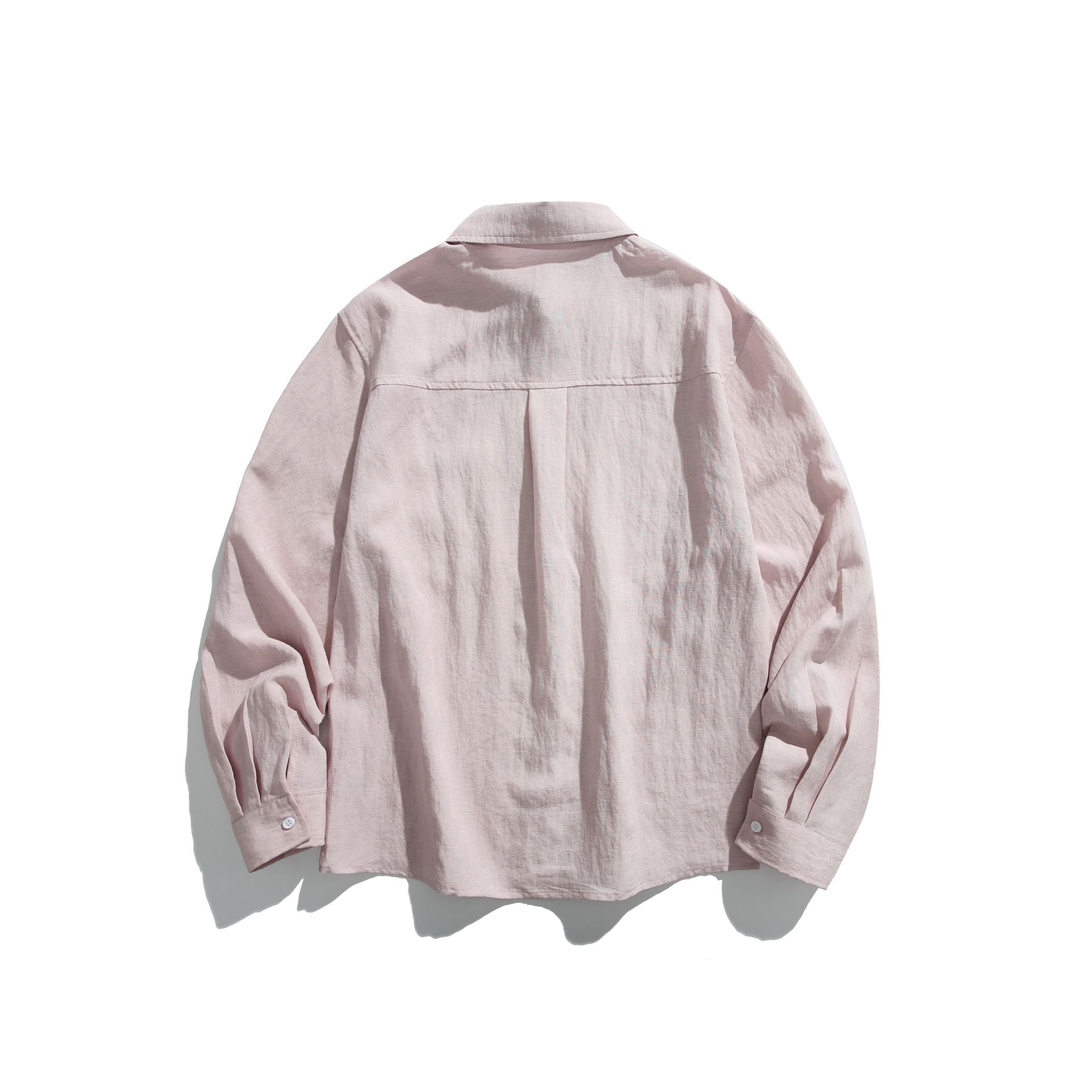 Men's Oversized Linen Blend Shirt Jacket with Chest Pocket and Kent Collar Chichicherry