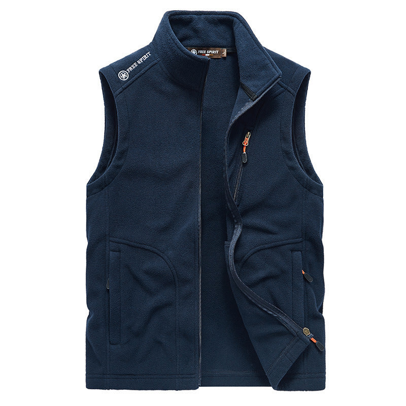 Men's fleece vest with stand-up collar, zip pockets and windproof front Chichicherry