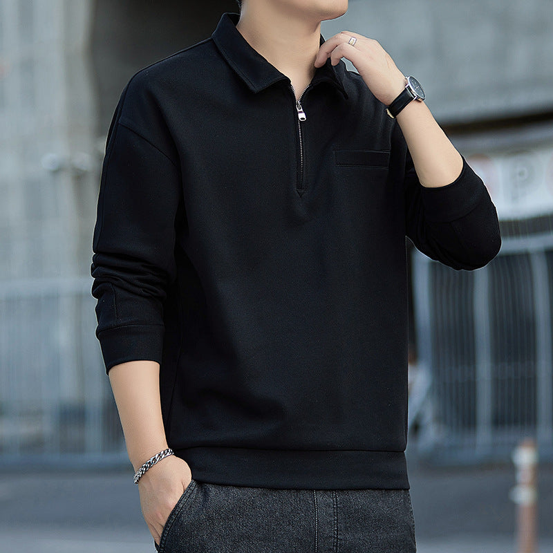 Men's Half-Zip Sweatshirt with Polo Collar and Chest Pocket Chichicherry