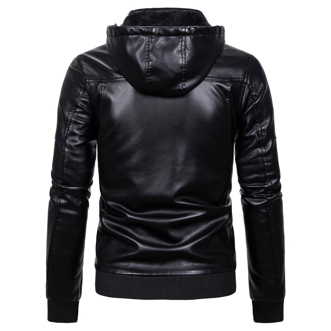 Men's vintage-inspired faux leather bomber jacket with teddy lining, stand collar, and chest pockets Chichicherry