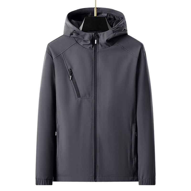 Men's lightweight softshell outdoor jacket with ergonomic hood and diagonal chest zip Chichicherry